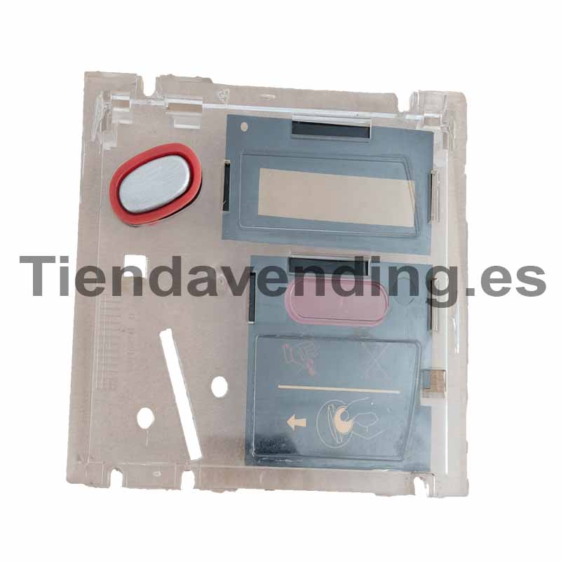 Conjunto panel display, tecla recuperación, rótulo monedas, rótulo display Palma Azkoyen (recuperado)
