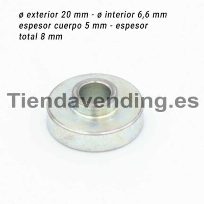 Distanciador barra cierre Necta ø exterior 20 mm - ø interior 6,6 mm espesor cuerpo 5 mm - espesor total 8 mm