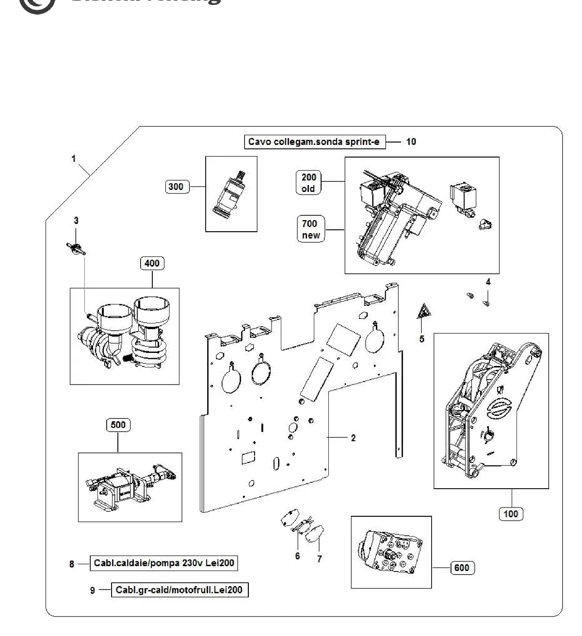 Despiece LEI 200 Bianchi – COFFE GROUP PLATE ASSEMBLY (1353)