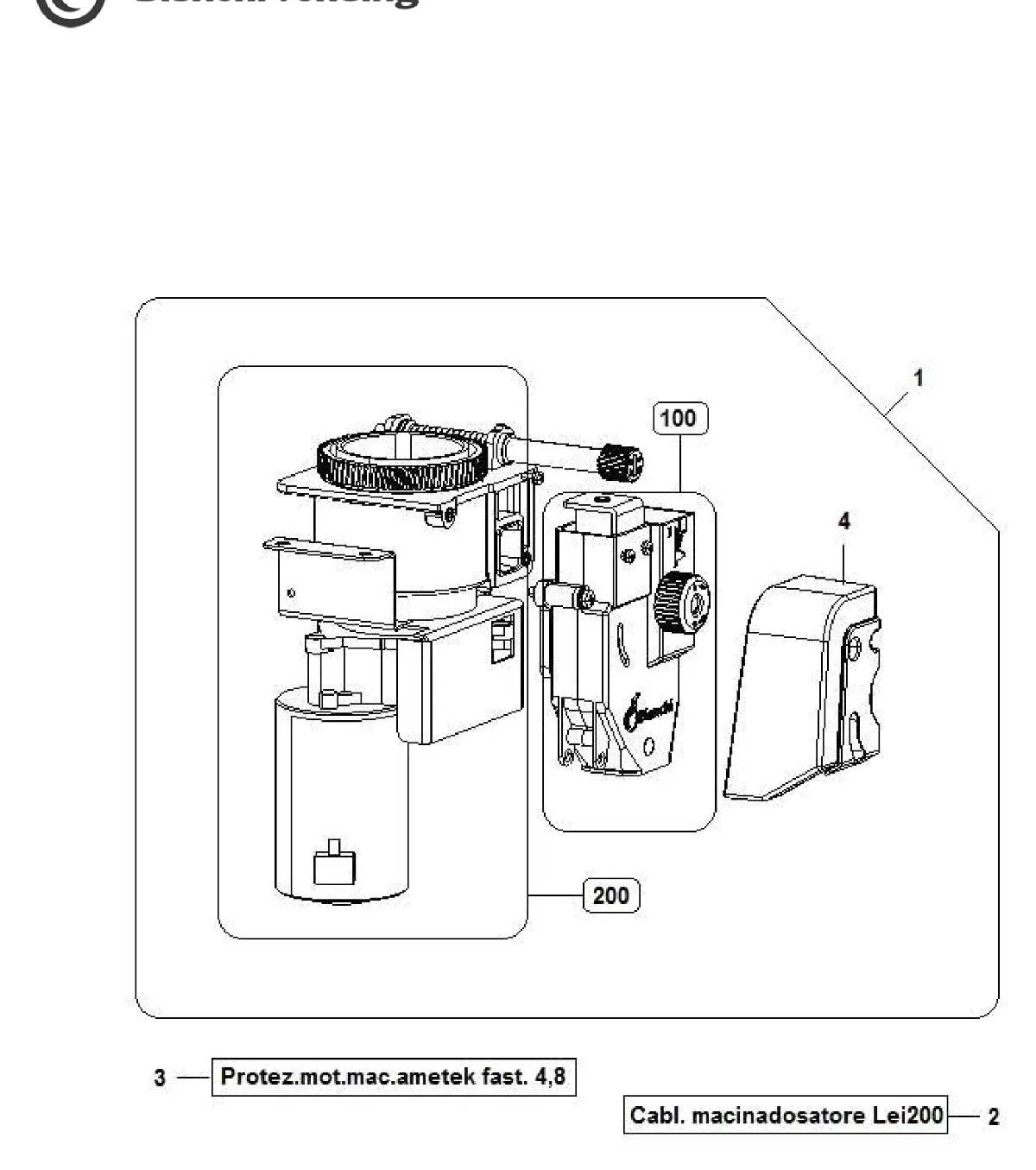Despiece LEI 200 Bianchi – GRINDER DISPENSER ASSEMBLY (1354)
